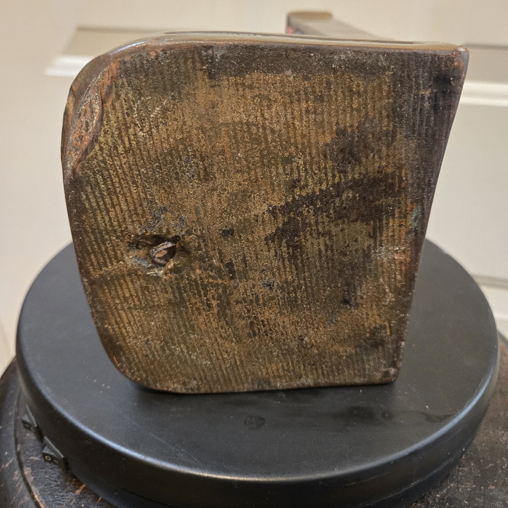Vintage Bronze Bookend with Red and Blue Accents - Picture 8 of 12